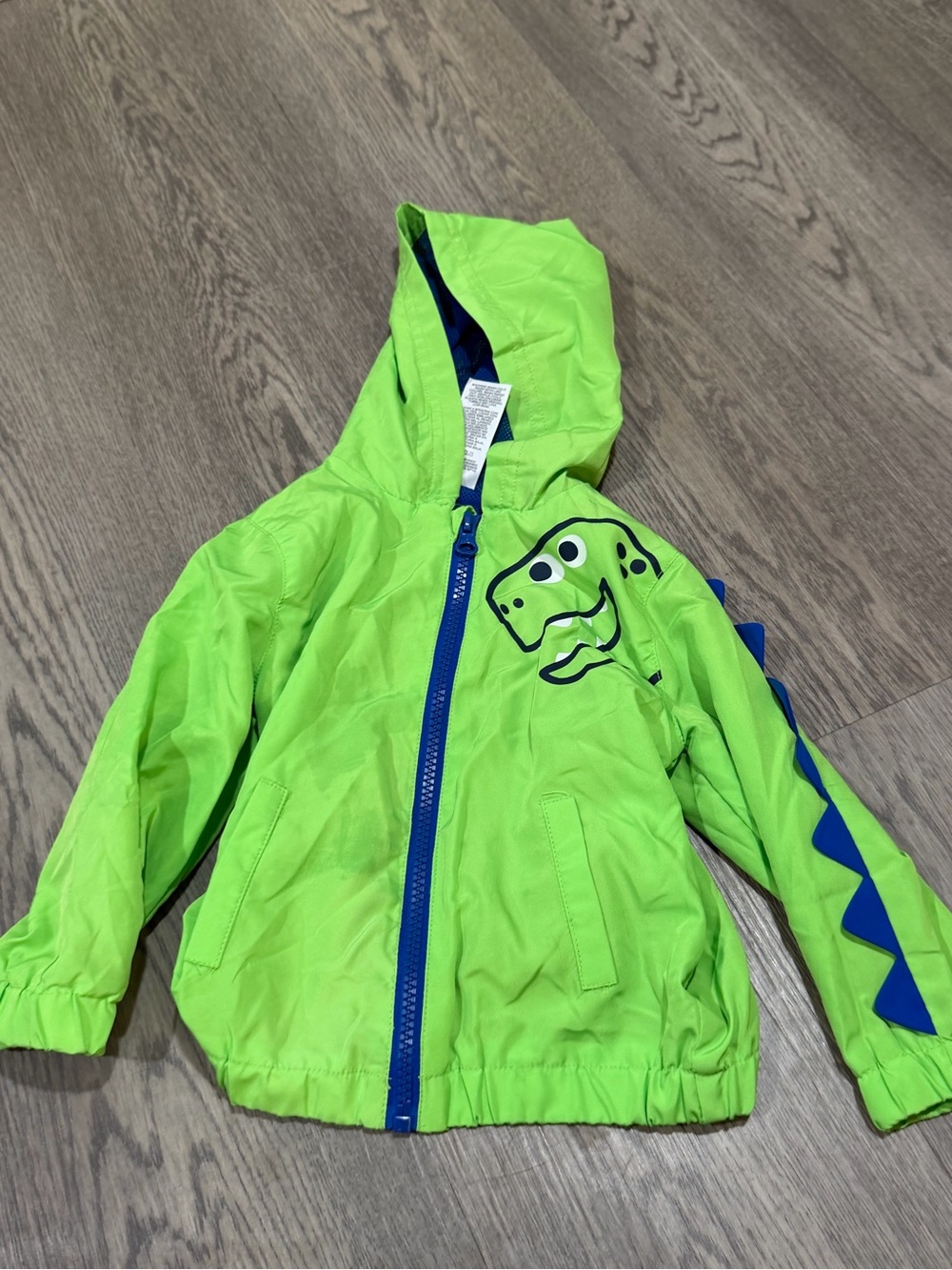 WONDER NATION INFANT BOYS GREEN DINOSAUR HOODED ZIP UP WINDBREAKER 18 Months